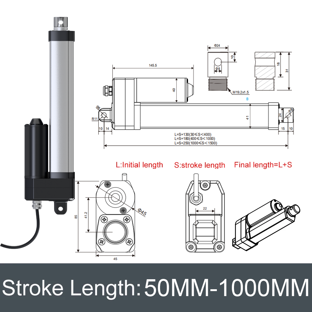 DC12V/24V Linear Actuator 50MM - Linear Actuator Electric 1000Mm review and price